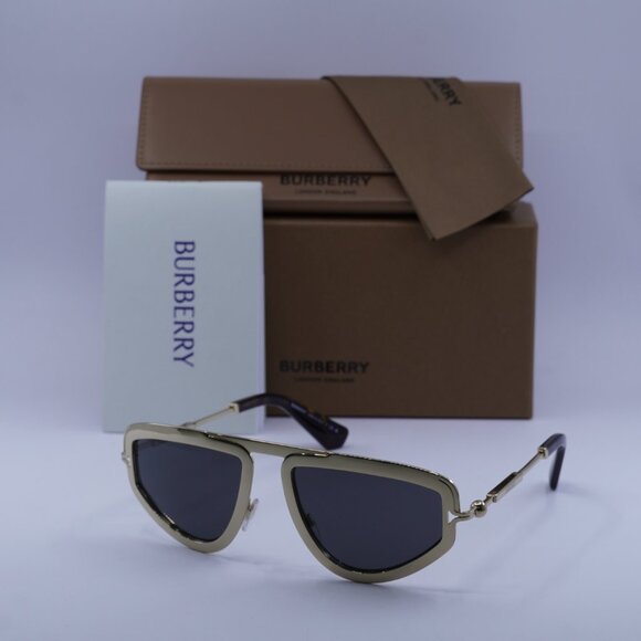 Burberry BE3150 110987 Geometric Sunglasses - Gold/Grey - Picture 4 of 9
